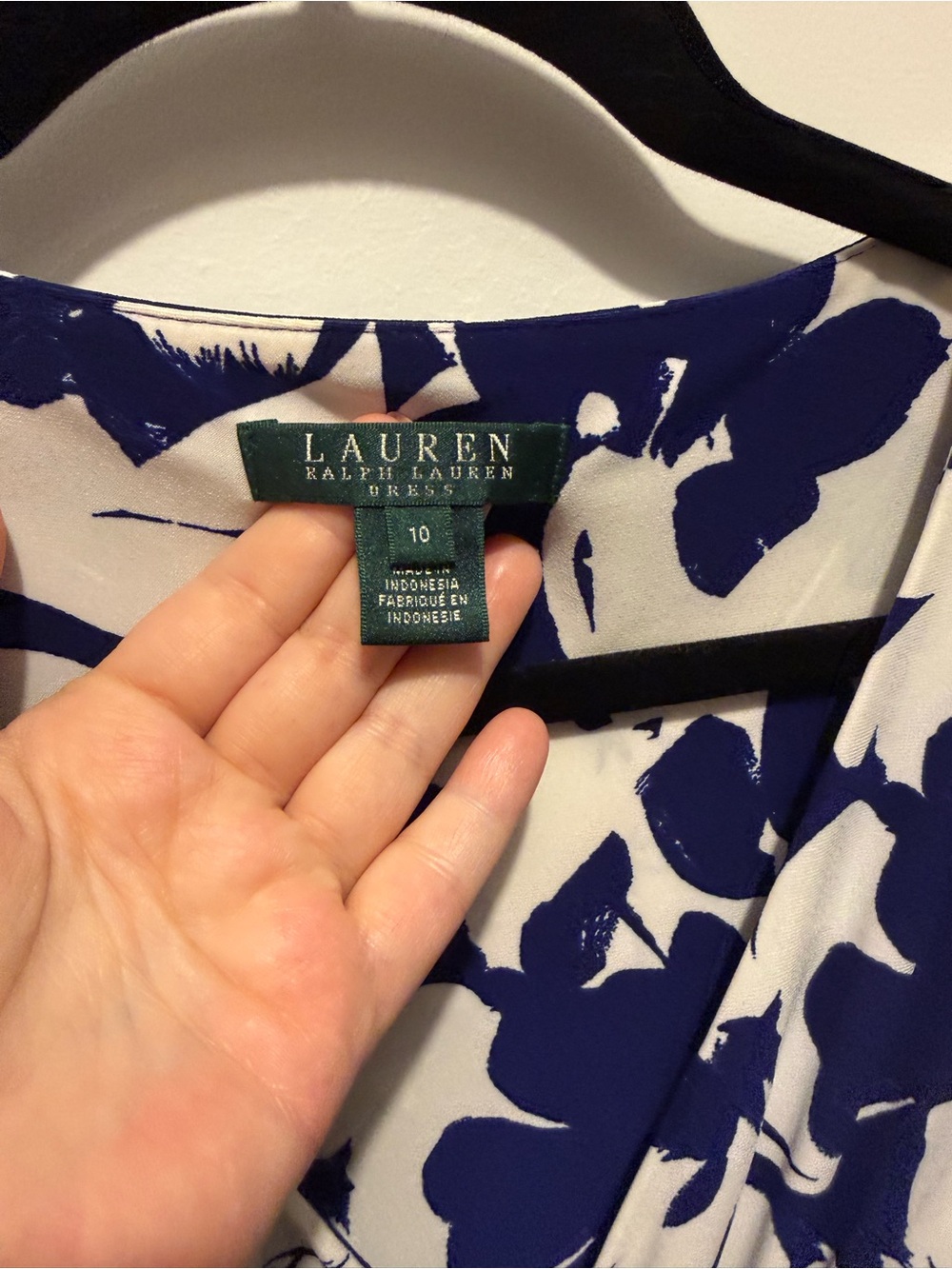 Lauren Ralph Lauren Navy & White Floral Print Top